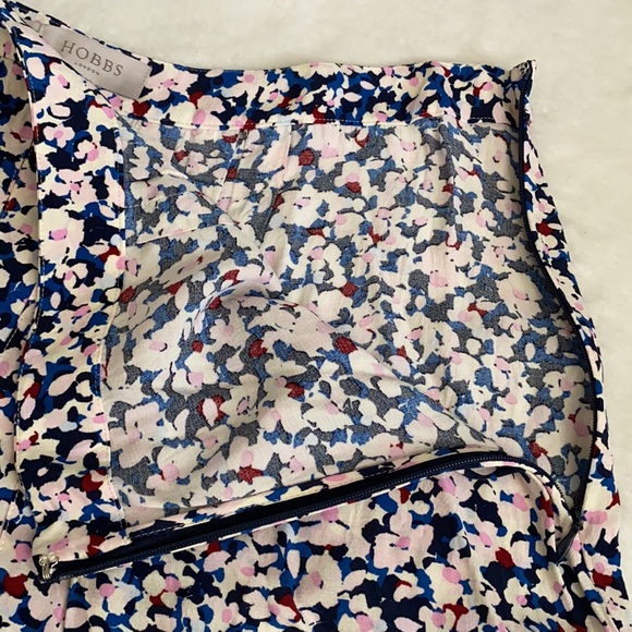 Hobbs London | Flowy Lightweight Pleated Floral Print Midi Skirt Pink Blue (10) - Picture 10 of 16